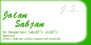 jolan sabjan business card